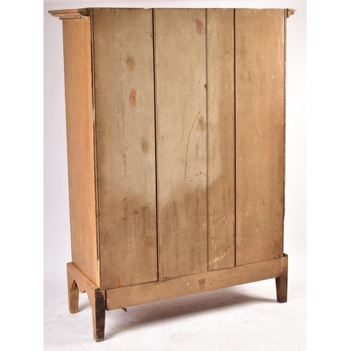 335 - A 19th century French painted housekeepers cupboard /  armoire / wardrobe. The armoire having a flya... 