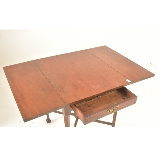 344 - A George III 18th century mahogany drop leaf Pembroke side table. The table having a squared top wit... 