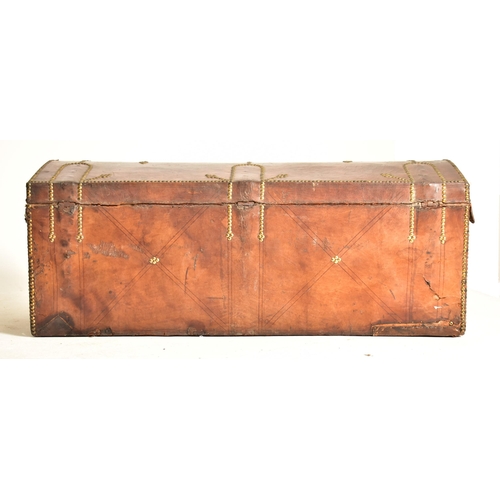 345 - A George III late 18th century brass & leather studded dome top travelling trunk chest. The trunk in... 