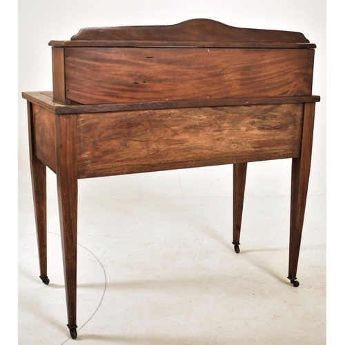 346 - An Edwardian rosewood inlaid Bonheur De Jour ladies writing desk. The desk having a shaped gallery b... 