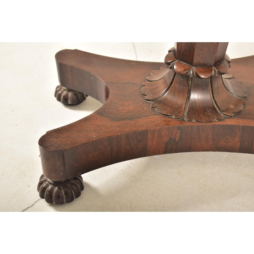 347 - A William IV 19th century rosewood card / games table. Raised on a quatrefoil base with bun feet. Ta... 