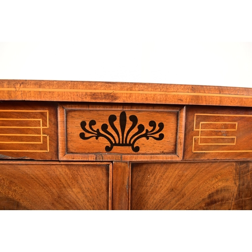 358 - A George III 19th century flame mahogany North Country chest of drawers. The chest having a stencil ... 