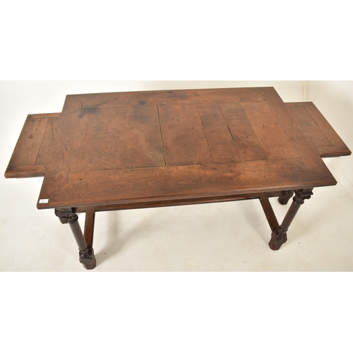 365 - A Continental French 19th century oak refectory ecclesiastical inspired shaped dining table. The tab... 