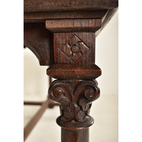 365 - A Continental French 19th century oak refectory ecclesiastical inspired shaped dining table. The tab... 