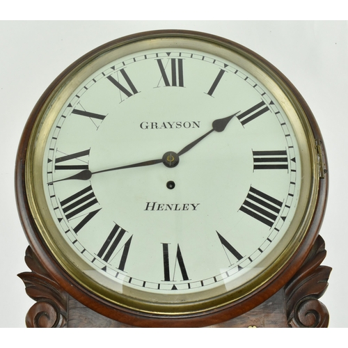 380 - A 19th century Regency period rosewood cased station wall clock by Grayson Henley. The clock having ... 