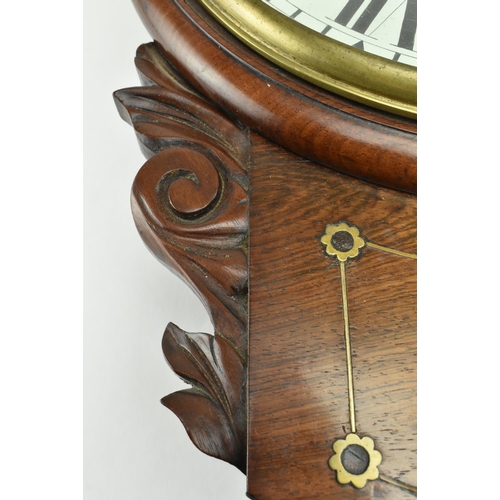 380 - A 19th century Regency period rosewood cased station wall clock by Grayson Henley. The clock having ... 