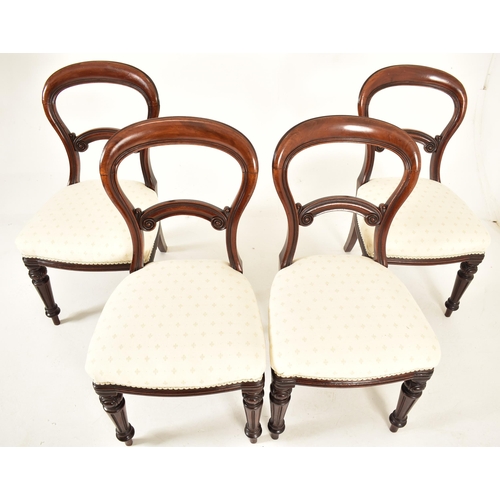 387 - A set of Victorian 19th century carved mahogany balloon back dining chairs. Each chair having a ball... 