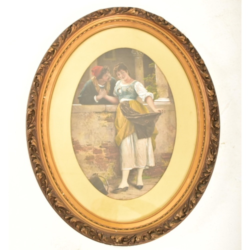 391 - A pair of believed Italian 19th century neo-Baroque manner oleograph print paintings of Venetian sce... 