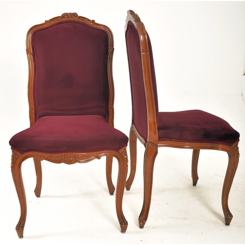 408 - Angelo Cappellini - A set of eight French Louis XV style carved hardwood dining chairs. Each chair h... 