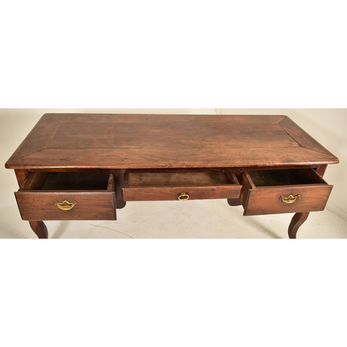 611 - A large French continental 19th century chestnut wood writing office desk. The desk having a rectang... 