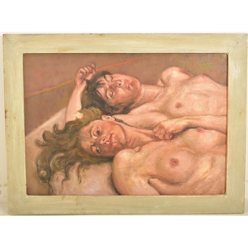 616 - In the manner of Lucian Freud (British, 1922-2011) - An original oil on canvas board nude study pain... 