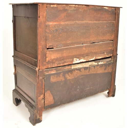 252 - A 17th century Queen Anne oak and walnut chest of drawers. The chest having a bank of four short and... 