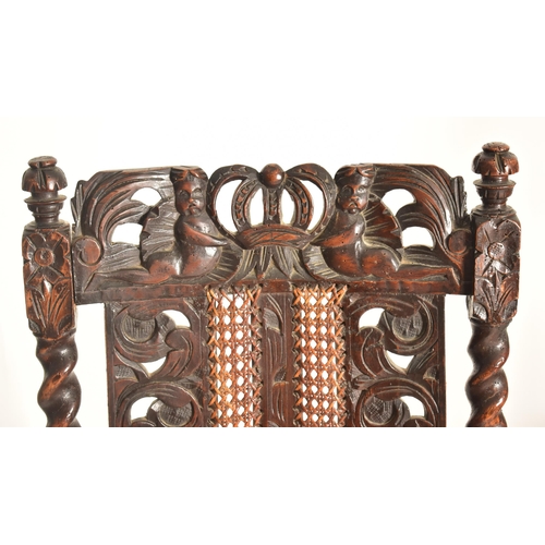 274 - A harlequin set of six Charles II 17th century carved walnut & rattan dining chairs. The chairs havi... 