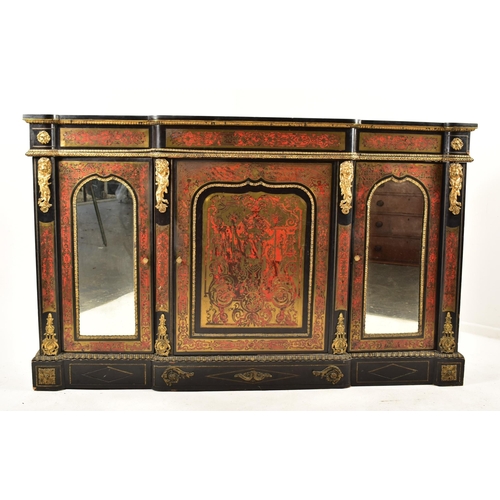 287 - A French 19th century boulle work ebonised & red lacquered credenza. The credenza having a break fro... 