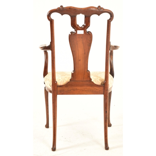 293 - A 19th century rosewood & brass inlaid armchair desk office chair. The armchair having a shaped back... 