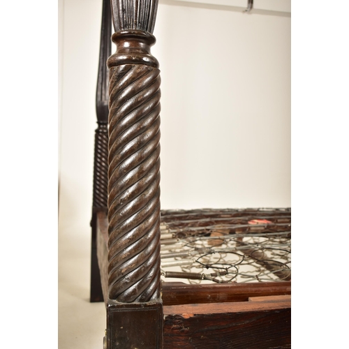 302 - A Victorian 19th century carved oak four post double bed. The bed having front turned & twisted post... 