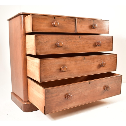 513 - A Victorian 19th century mahogany two over three chest of drawers. The chest having a caddy top over... 