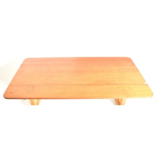 519 - An early 20th century teak wood drop leaf boat / ship table. The table having a rectangular straight... 