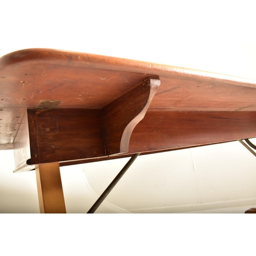 519 - An early 20th century teak wood drop leaf boat / ship table. The table having a rectangular straight... 