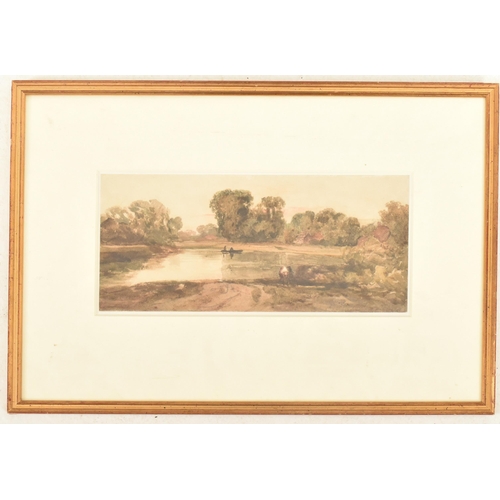 524 - Attributed to Peter De Wint, O.W.S. (1784-1849) - View of a river, evening - An original watercolour... 