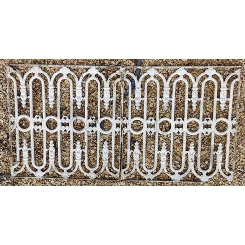 526 - A selection of 19th century Victorian architectural salvage cast iron exterior wall grating / fences... 