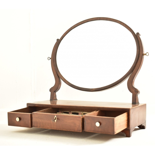 536 - A George III 19th century mahogany and boxwood inlaid toilet dressing table swing mirror. The mirror... 