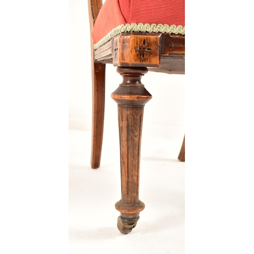 547 - A Victorian 19th century mahogany twin leaf extending dining table together with a set of harlequin ... 