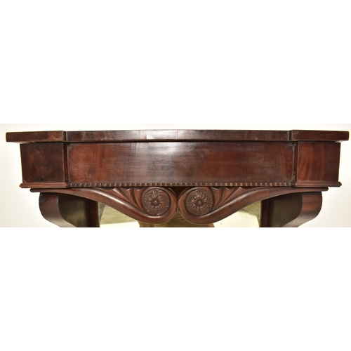 355 - A 19th century continental Biedermeier manner carved mahogany mirrored front console. The console de... 