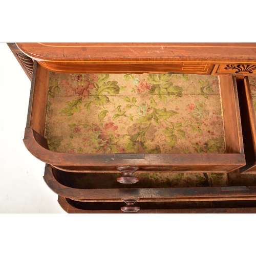 358 - A George III 19th century flame mahogany North Country chest of drawers. The chest having a stencil ... 