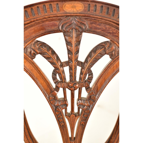 549 - Maple & Co - Hepplewhite - A pair of late 19th century carved mahogany Hepplewhite dining chair & ca... 