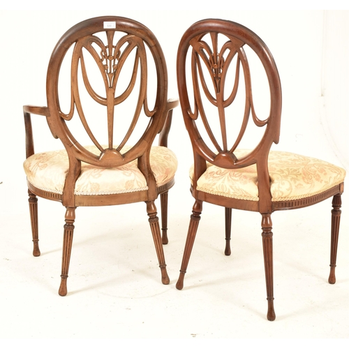 549 - Maple & Co - Hepplewhite - A pair of late 19th century carved mahogany Hepplewhite dining chair & ca... 