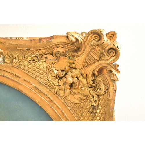 362 - A French early 18th century gilt gesso & wood Renaissance manner painting / picture frame. The frame... 