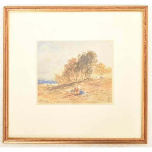 566 - School of David Cox O.W.S. (British, 1783-1859) - A watercolour & pastel on paper landscape painting... 