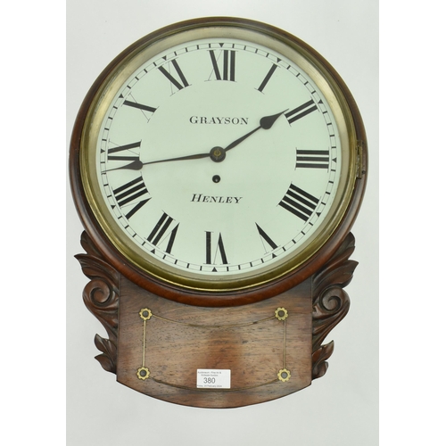 380 - A 19th century Regency period rosewood cased station wall clock by Grayson Henley. The clock having ... 