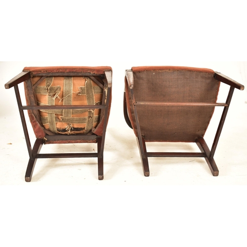 574 - A George III 19th century rosewood carver chair & dining chair. Each having a squared fan back rest ... 