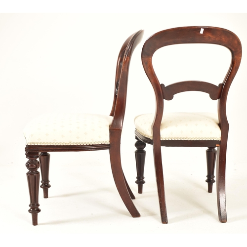 387 - A set of Victorian 19th century carved mahogany balloon back dining chairs. Each chair having a ball... 