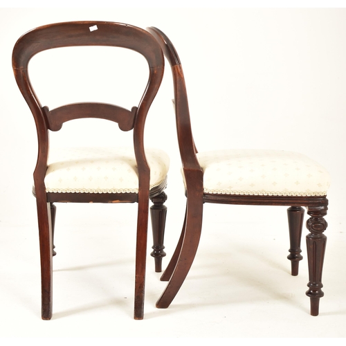 387 - A set of Victorian 19th century carved mahogany balloon back dining chairs. Each chair having a ball... 