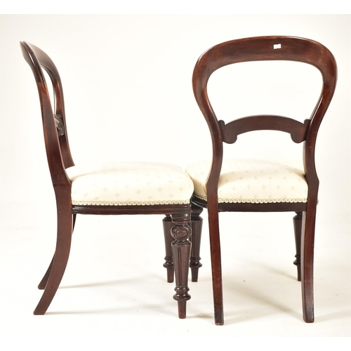 387 - A set of Victorian 19th century carved mahogany balloon back dining chairs. Each chair having a ball... 