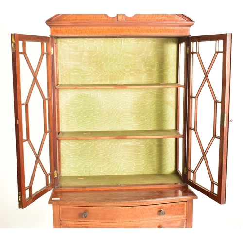 583 - An Edwardian mahogany china display bookcase cabinet vitrine on stand. The cabinet having an astraga... 