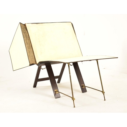 399 - A late 19th century mahogany wood and leather portfolio / easel on integral folding stand with gilt ... 