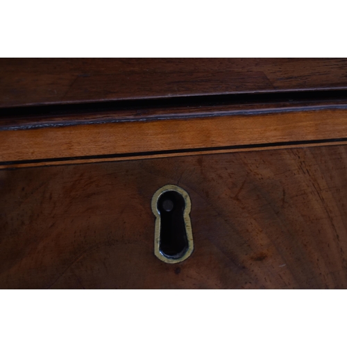 403 - A late 18th century George III Sheraton manner sideboard credenza. Raised on square tapering legs wi... 