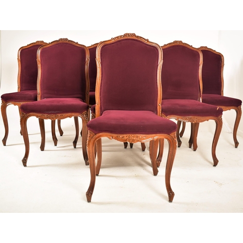 408 - Angelo Cappellini - A set of eight French Louis XV style carved hardwood dining chairs. Each chair h... 