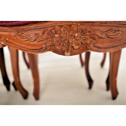 408 - Angelo Cappellini - A set of eight French Louis XV style carved hardwood dining chairs. Each chair h... 