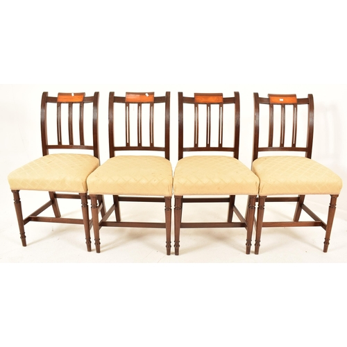 425 - A set of twelve George III early 19th century mahogany dining chairs. Each chair having an inlaid ba... 