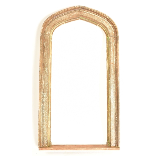 441 - A Victorian 19th century carved wood window frame. The frame in Gothic style with stepped frame. Rai... 