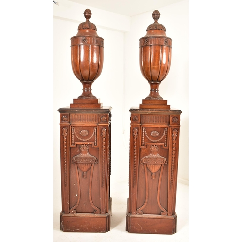 450 - A large pair of Adams Revival mahogany decorative pedestals columns stands in a Neo-Classical manner... 