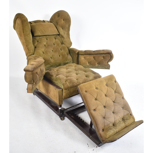 455 - A late Victorian 19th century Foot's Patent oak and suede leather upholstered metamorphic wing armch... 