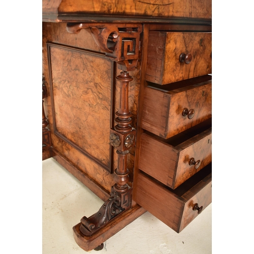 462 - A Victorian 19th century figured walnut veneered piano top Davenport writing desk. The desk having a... 