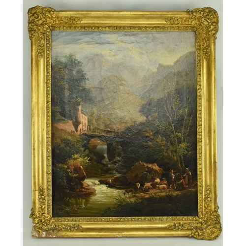 470 - A 19th century Italian landscape oil on board painting depicts a beautiful scene of Hermitage a la C... 