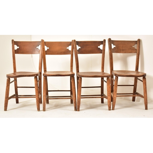 471 - A set of twelve Victorian 19th century beech & elm Windsor dining chairs. Each chair having a solid ... 